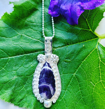Load image into Gallery viewer, Chevron Amethyst sterling silver pendant
