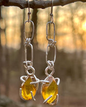 Load image into Gallery viewer, Amber Sterling Silver dangle earrings
