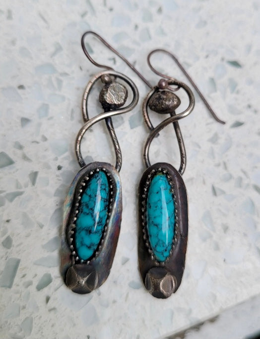 Campitos Mine turquoise sterling silver earrings