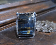 Load image into Gallery viewer, Blue tiger eye sterling silver ring
