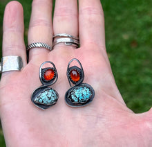 Load image into Gallery viewer, Hubei Turquoise &amp; Amber Sterling Silver Post Earrings
