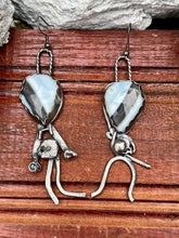 Load image into Gallery viewer, Owyhee Blue Opal Dancing Sterling Silver Earrings
