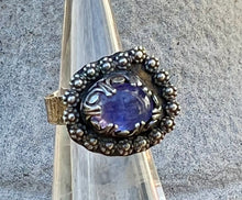 Load image into Gallery viewer, Tanzanite Floral Sterling Silver Adjustable Ring
