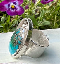 Load image into Gallery viewer, Persian Turquoise Sterling Silver Adjustable Ring
