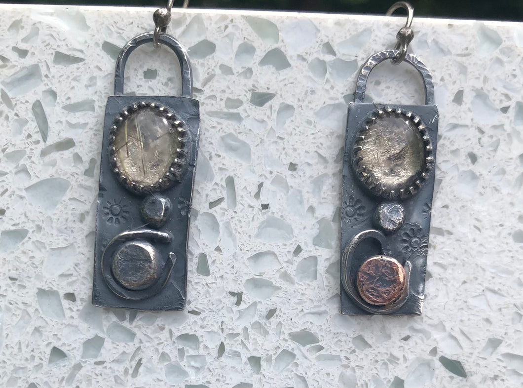 Citrine ball sterling silver earrings