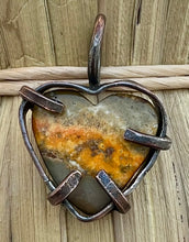 Load image into Gallery viewer, Bumblebee jasper heart double-sided copper pendant
