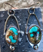 Load image into Gallery viewer, Tibetan turquoise sterling silver ovals earrings
