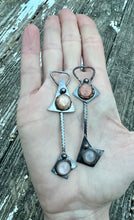 Load image into Gallery viewer, Sunstone and moonstone sterling silver earrings
