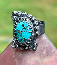 Load image into Gallery viewer, Hubei Turquoise Adjustable Sterling Silver Oxidized Ring

