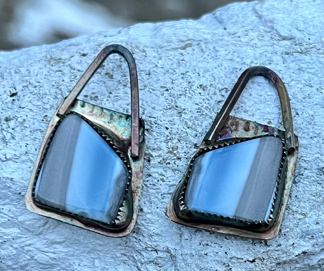 Blue Owyhee Opal Sterling Silver Earrings