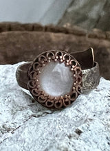 Load image into Gallery viewer, Peach moonstone copper wrap ring
