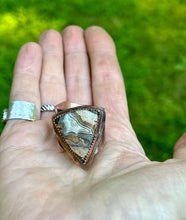 Load image into Gallery viewer, Crazy Lace Agate Copper Adjustable Ring
