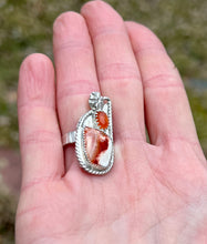 Load image into Gallery viewer, Mexican Fire opal and carnelian sterling silver ring

