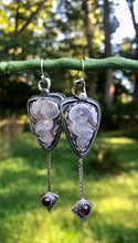 Load image into Gallery viewer, Crazy Lace Agate and Garnet Sterling Silver earrings
