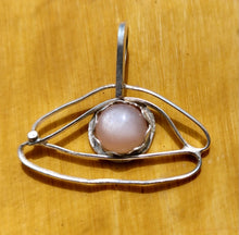 Load image into Gallery viewer, Peach moonstone sterling silver evil eye charm

