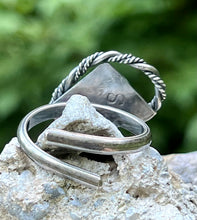 Load image into Gallery viewer, Aquamarine Sterling Silver Adjustable Evil Eye Ring
