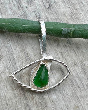 Load image into Gallery viewer, Emerald Evil Eye Sterling Silver Pendant
