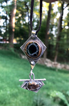 Load image into Gallery viewer, Septarian and golden sapphire sterling silver pendant
