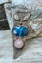 Load image into Gallery viewer, Rose quartz and agate sterling silver pendant
