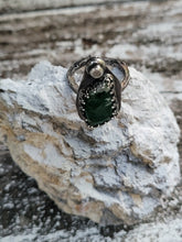 Load image into Gallery viewer, Australian green chrysoprase adjustable green sterling silver ring

