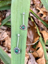 Load image into Gallery viewer, Malachite Evil Eye Sterling Silver Post Earrings
