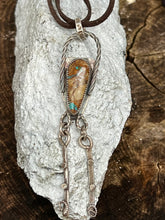 Load image into Gallery viewer, Royston Ribbon Turquoise Sterling Silver Pendant with dangles
