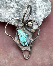 Load image into Gallery viewer, Turquoise Sterling Silver Sculptural Heart Pendant
