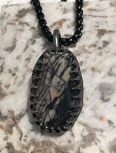 Load image into Gallery viewer, Spiderweb Jasper coffin sterling silver pendant
