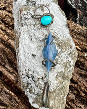 Load image into Gallery viewer, Kyanite and Sonoran turquoise sterling silver pendant
