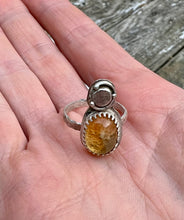 Load image into Gallery viewer, Citrine sterling silver adjustable pinky ring
