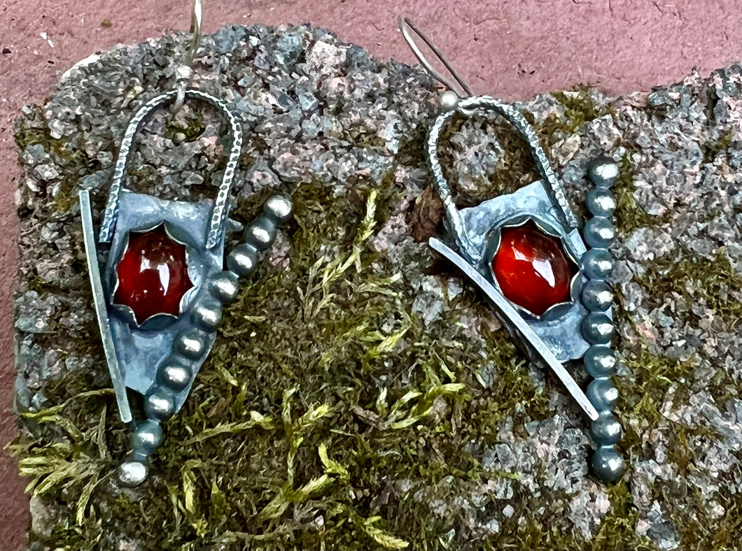 Garnet Sterling Silver Earrings