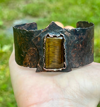 Load image into Gallery viewer, Copper Tiger Eye large Cuff bracelet
