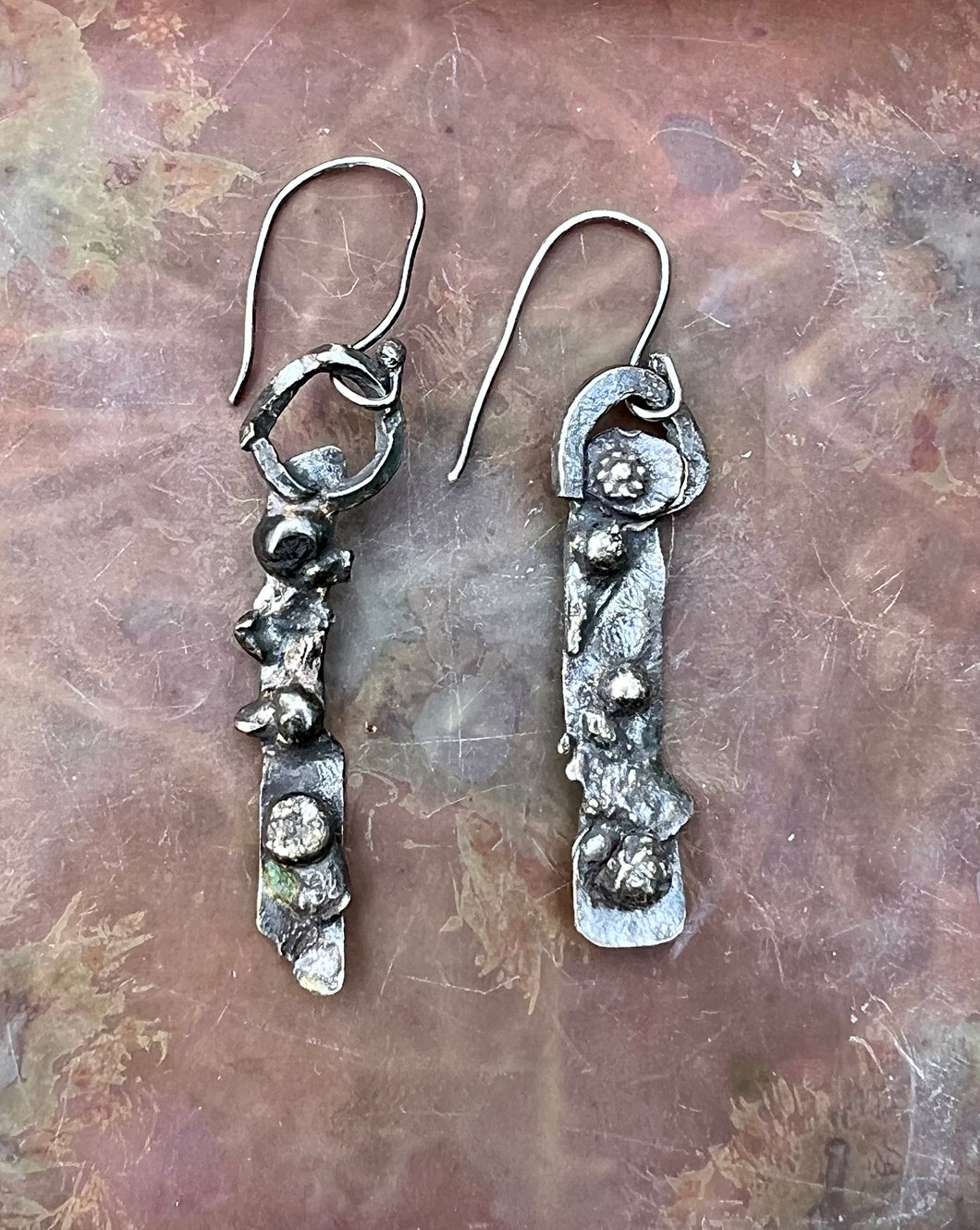 Abstract sterling, silver earrings