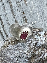 Load image into Gallery viewer, Tourmaline heart adjustable sterling silver ring 
