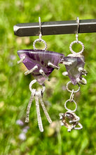 Load image into Gallery viewer, Amethyst and Ametrine sterling silver dangle earrings

