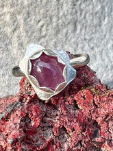 Load image into Gallery viewer, Ruby silver adjustable ring
