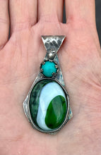 Load image into Gallery viewer, Stone and agate sterling silver pendant
