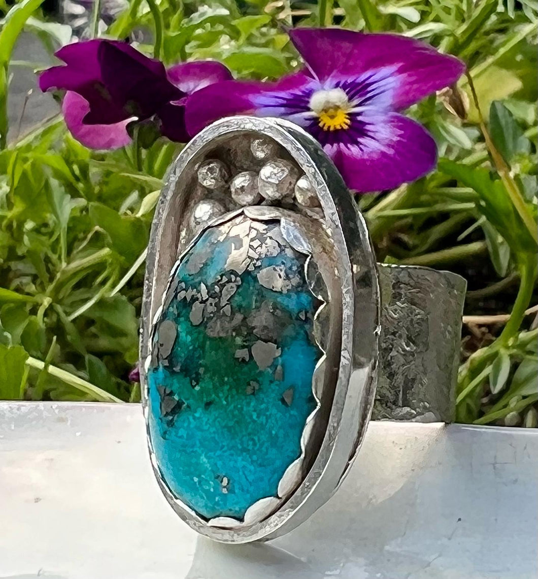 Persian Turquoise Sterling Silver Adjustable Ring