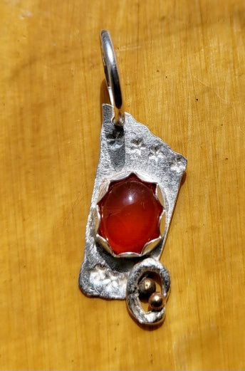 Carnelian stamp sterling silver charm