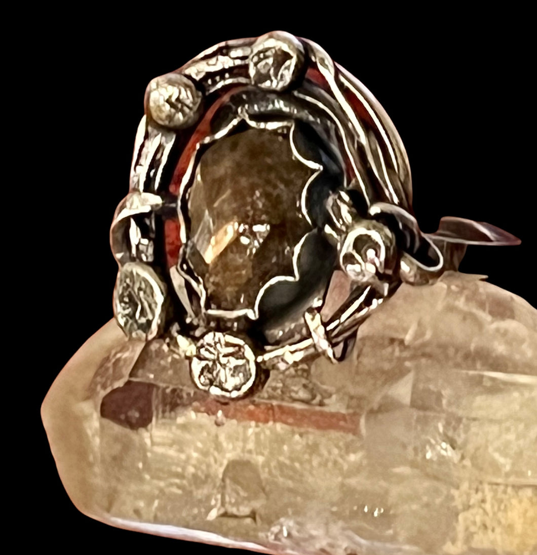 Golden Sapphire Sterling Silver Adjustable Ring