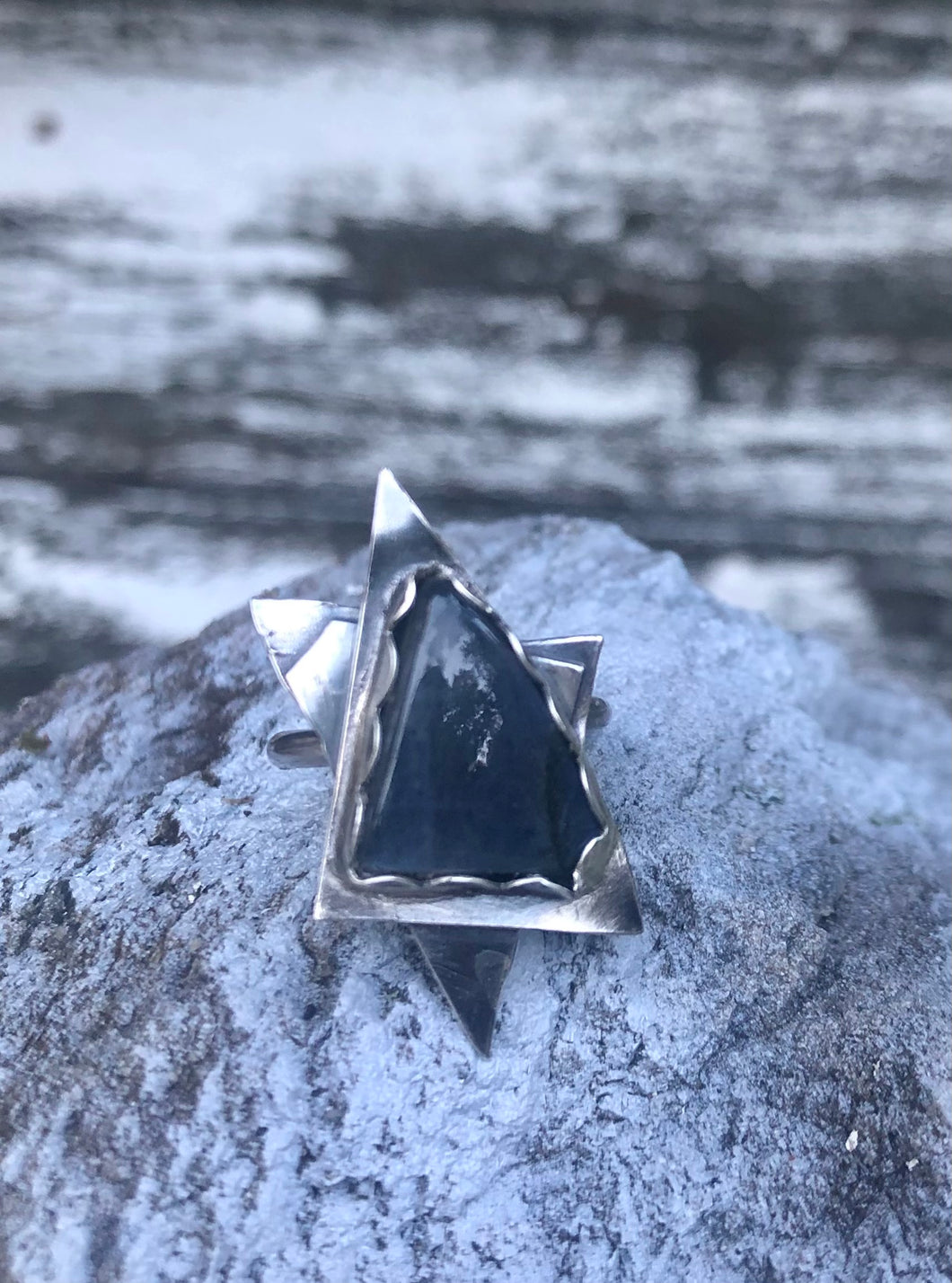 Labradorite sterling silver star adjustable ring