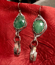 Load image into Gallery viewer, Emerald sterling silver earrings with hoops

