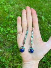 Load image into Gallery viewer, Copper Lapis Lazuli Patina Dangle Earrings

