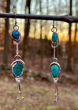Load image into Gallery viewer, SW Turquoise Double Sterling Silver Dangle Earrings
