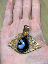 Load image into Gallery viewer, Copper purple agate evil eye pendant
