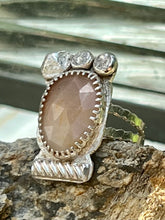 Load image into Gallery viewer, Peach sapphire sterling silver ring
