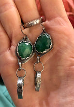 Load image into Gallery viewer, Emerald sterling silver earrings with hoops
